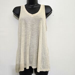 TRESICS size Small Beige‎ Lightweight Tank Top V Neck Racerback Flowy Sheer